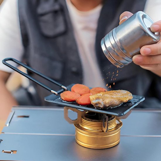 Kleine Grillpan - Bakpan - Buiten Koken - Afneembaar Handvat - 2 Stuks - Zwart — afbeelding 3