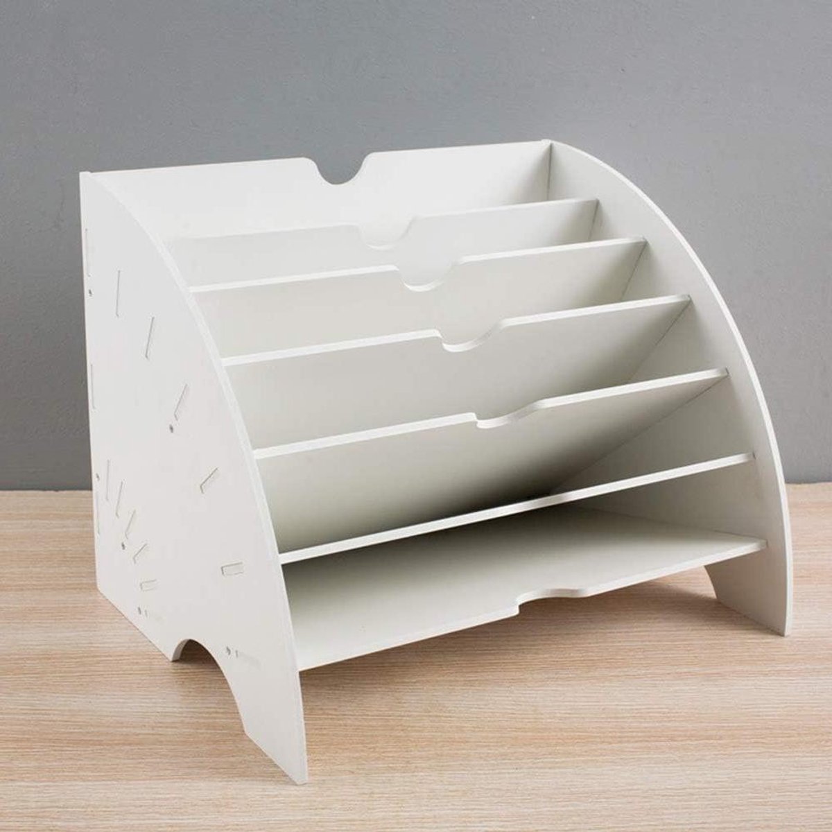 Opbergrek Bureau - Documentenhouder - Bureau Organiseren - Zes Vakken - 34 x 27 cm - Wit