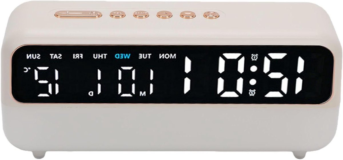 Digitale Wekker - Grote Cijfers Klok - Wakker Worden - Met USB Poort - 105 x 78 cm - Wit