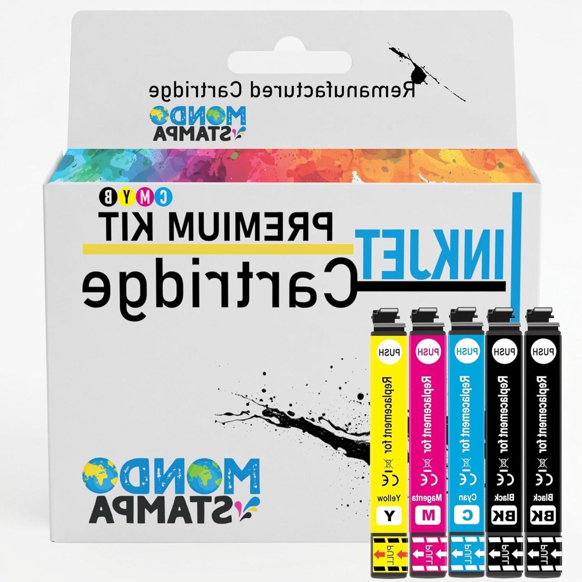 Printerinkt Multipack - Inktcartridges Set - Thuisgebruik Kantoor - Extra Zwart Dubbel - 5 Stuks - Zwart Cyaan Magenta Geel