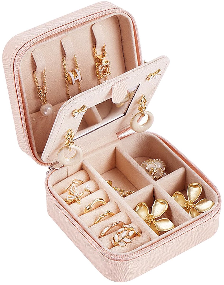 Dailygoods - Sieradendoosje voor Reizen, 10 x 10 x 5 cm, Roze