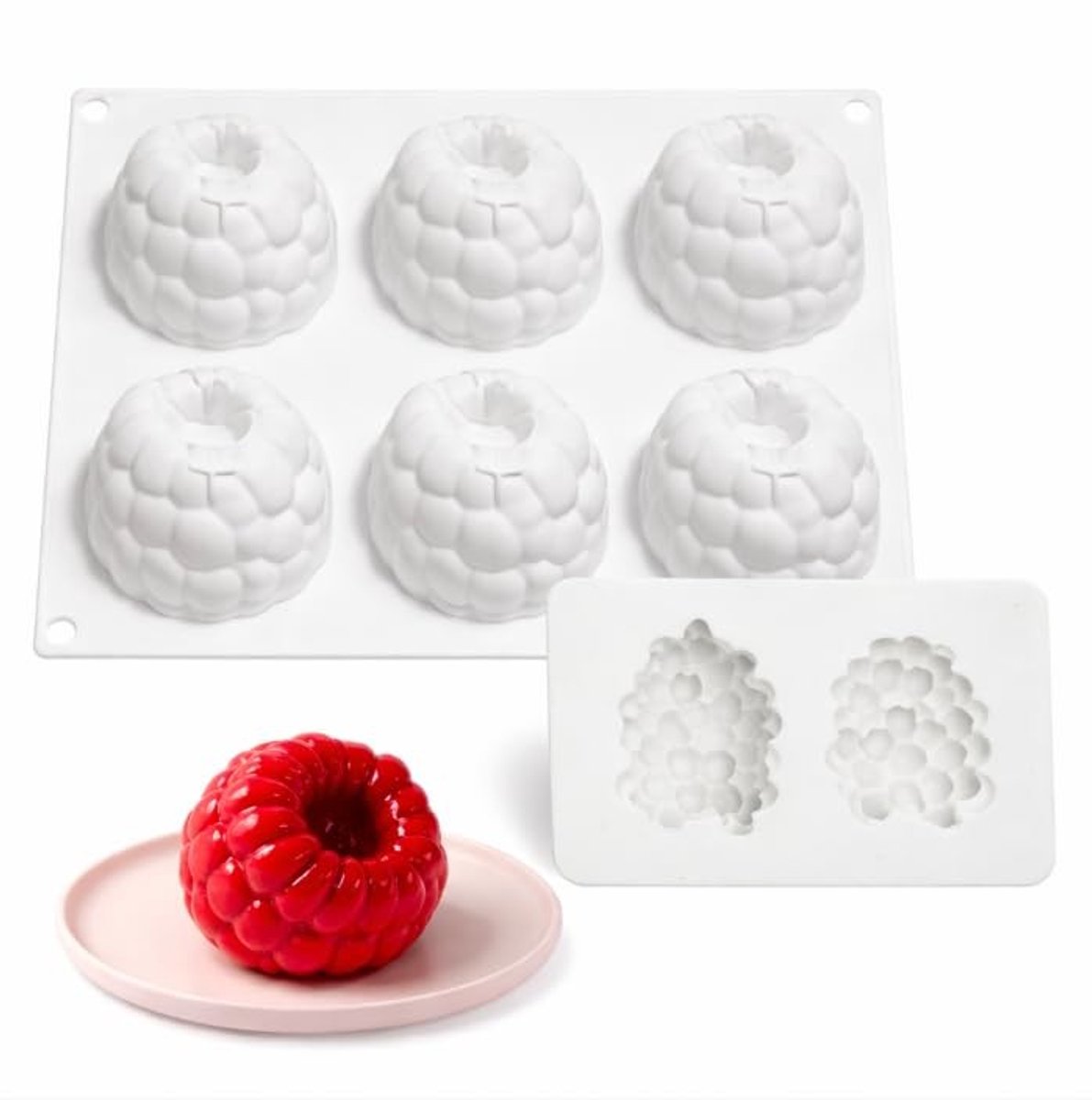 Dailygoods - Siliconen Bakvormen Set van 2 voor Desserts met Framboos en Braam