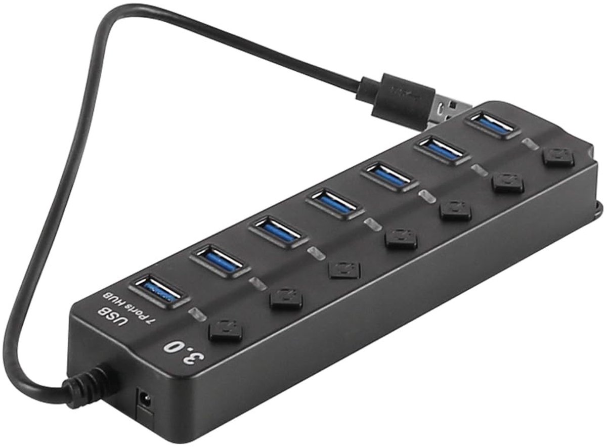 Dailygoods - 7-Poorts USB 3.0 Hub voor Hoge Snelheid Gegevensoverdracht