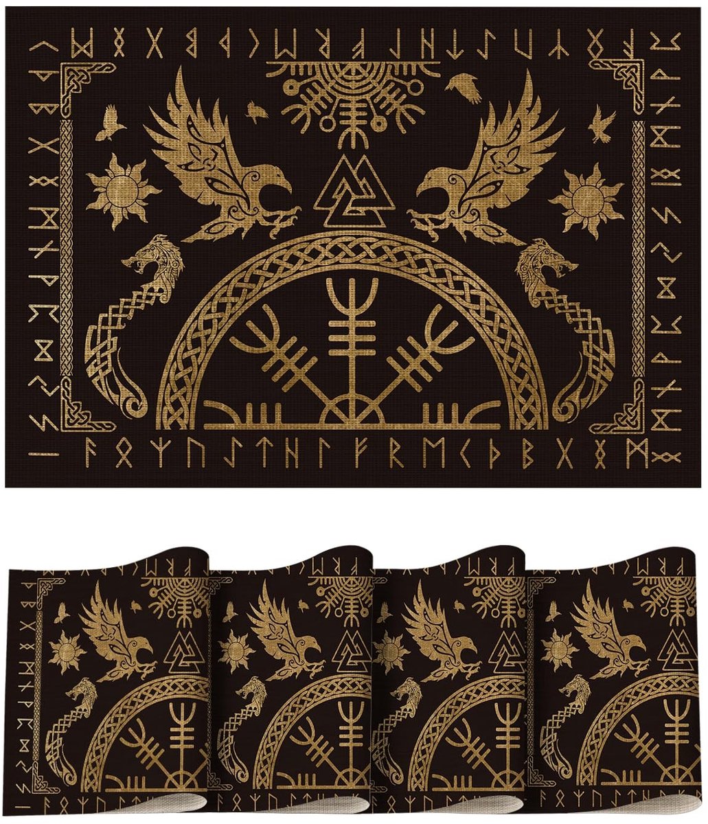 Dailygoods - Set van 4 Hittebestendige PVC Placemats met Viking Thema