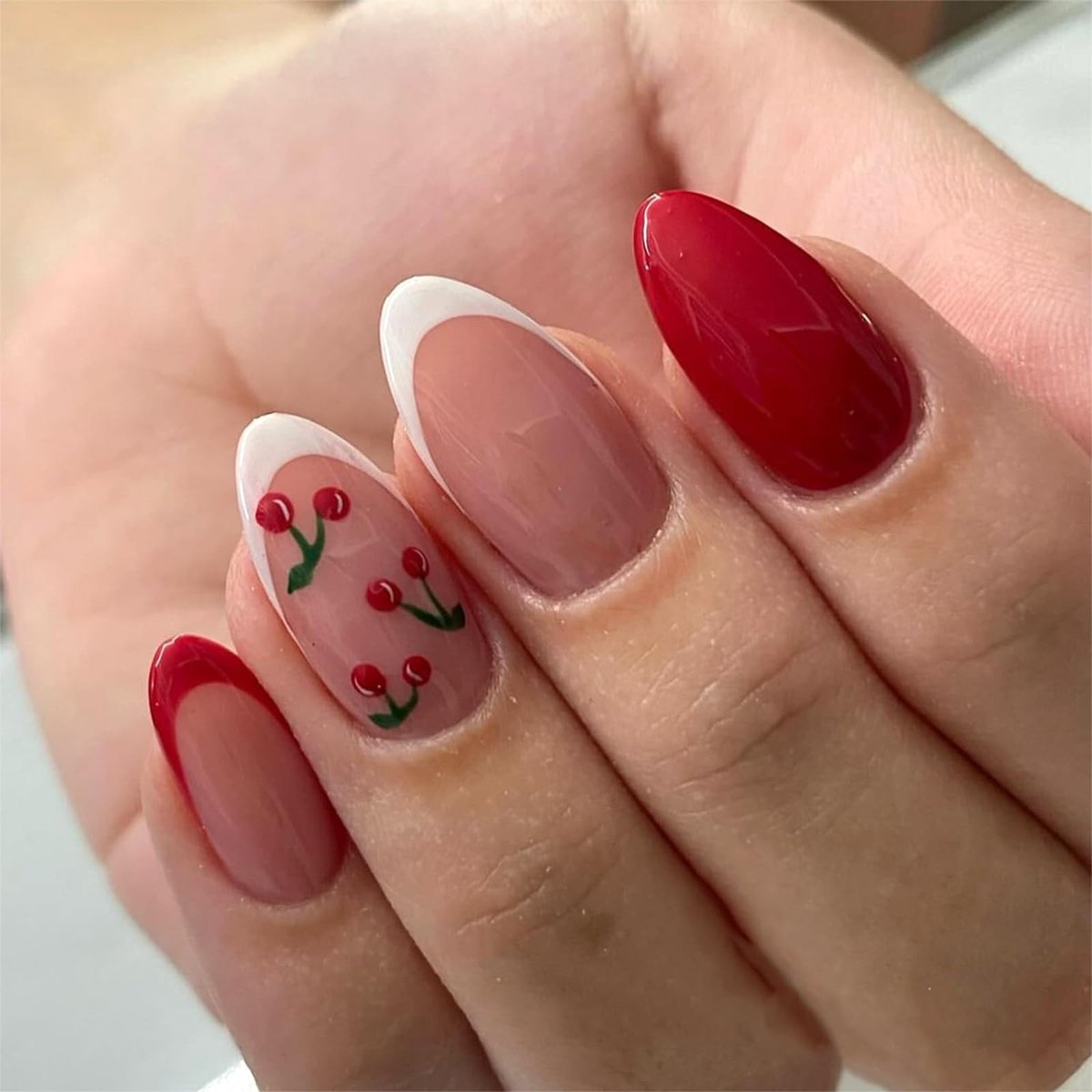 Dailygoods - 24 Stuks French Tip Press-On Nagels, Amandelvormig en Schattig