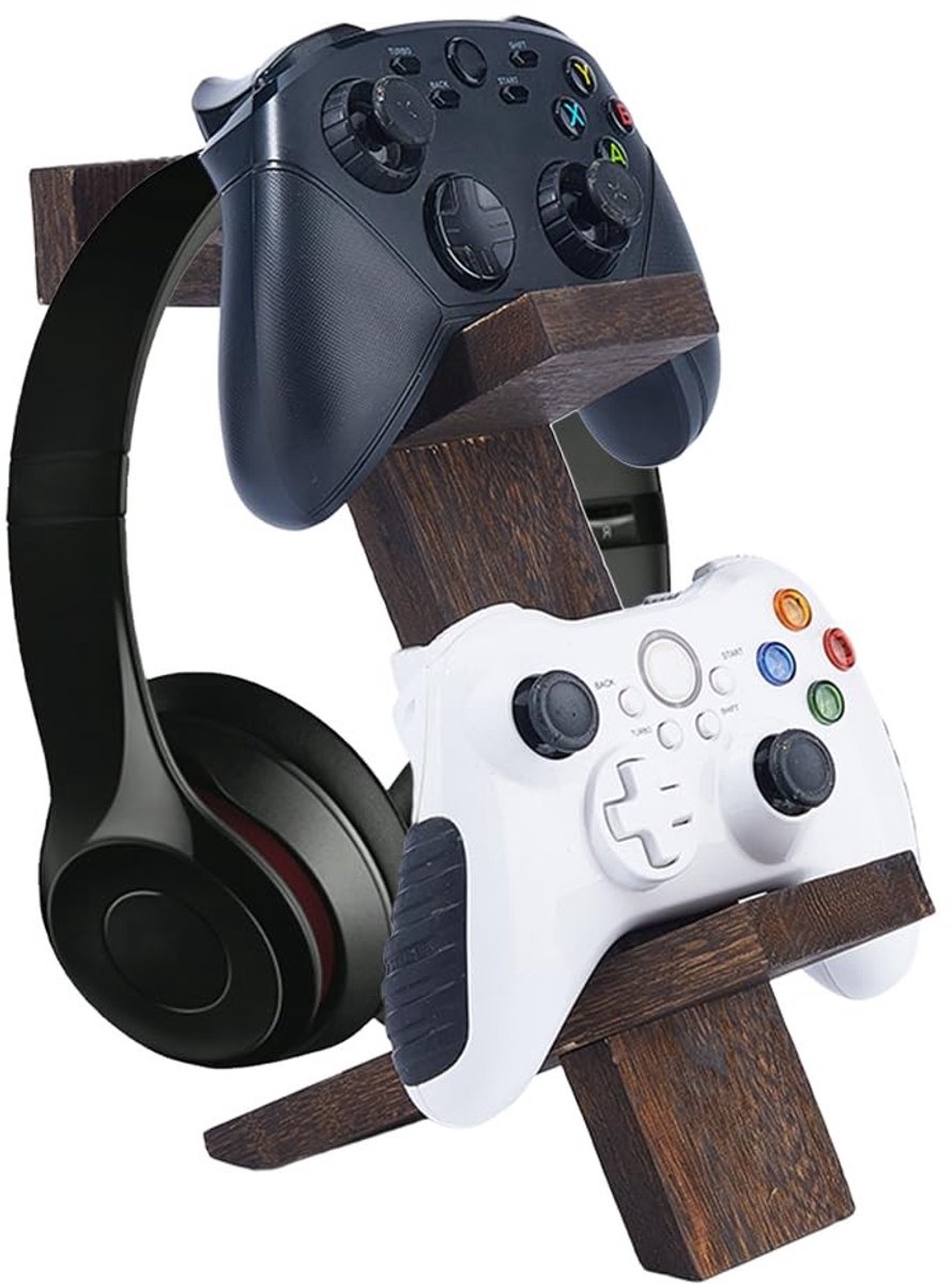 Dailygoods - Universele Controller Houder van Hout met Hoofdtelefoonstandaard