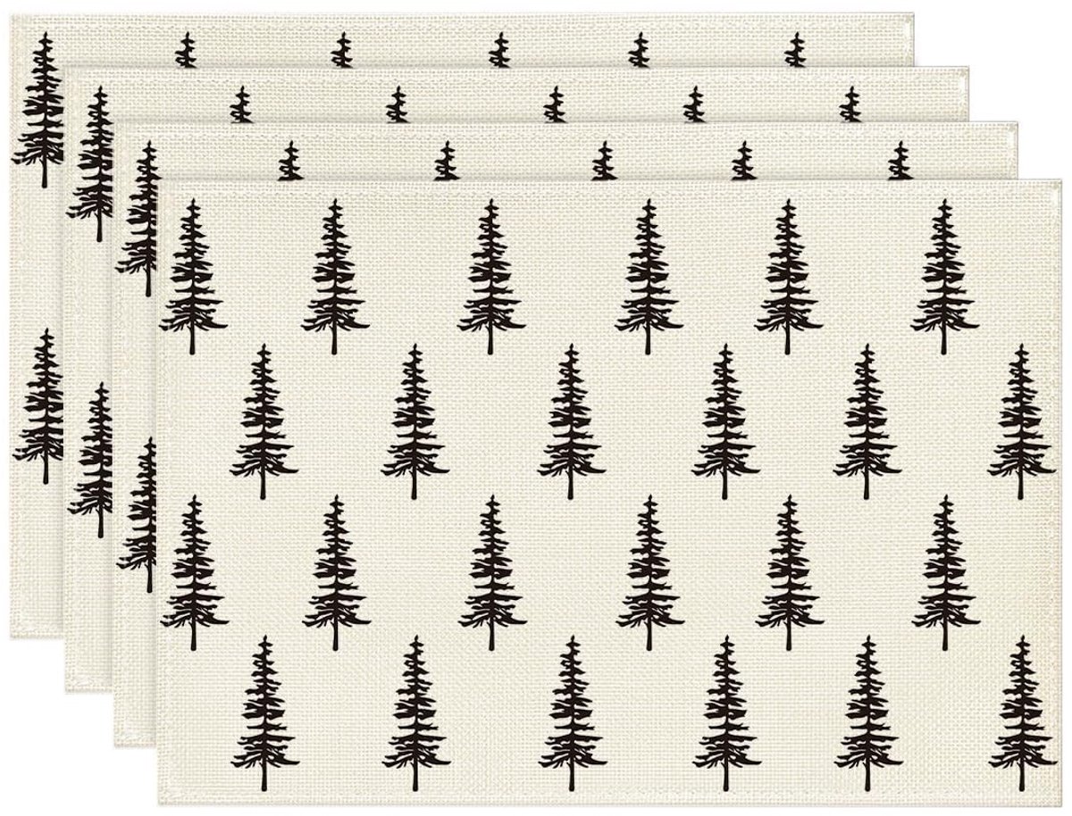 Dailygoods - Set van 4 Beige Kerstboom Placemats