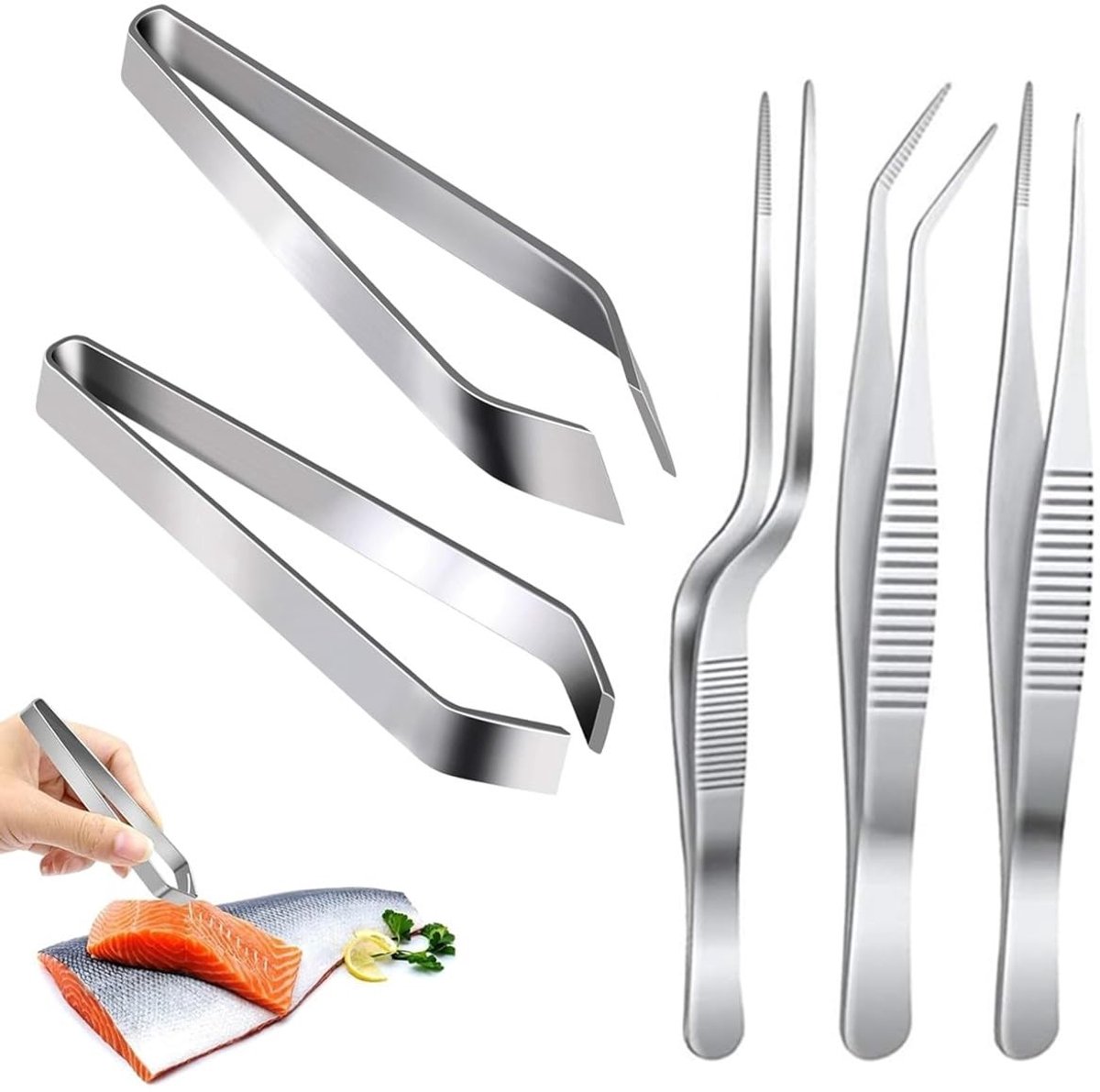 Dailygoods - Professionele Keukentangen van Roestvrij Staal, Set van 5