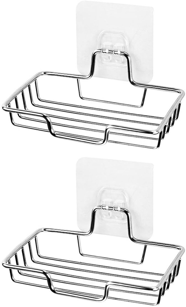 Dailygoods - Dailygoody - Zeephouder - Roestvrij staal - Stevige gelaste verbindingen - Zilver - Antislipbasis - Voor douche en keuken - Compact formaat