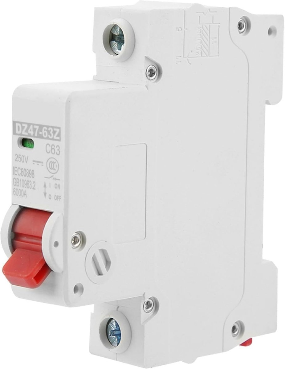 Dailygoods - Dailygoody - Schakelaar - Miniature - Lekkagebescherming - DC - Circuitonderbreker - DZ47-63Z-1P - 63A - Air Switch - Geschikt voor DC-systeme...