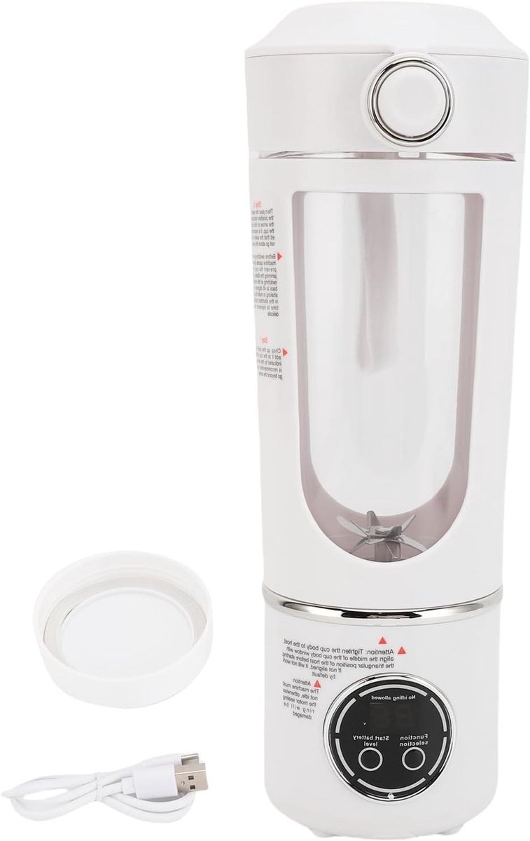 Draagbare Blender - Mini Blender - Gezonde Drankjes Maken - 12 RVS Messen - 700ml - Wit