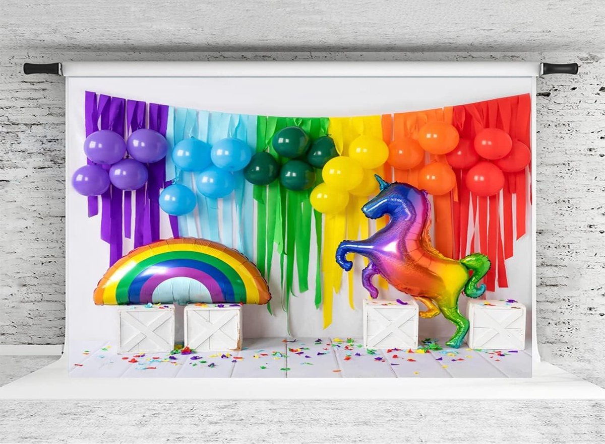Fotoachtergrond - Decoratie - Feest decoreren - Wasbaar en strijkbaar - 3x2m - Kleurrijk