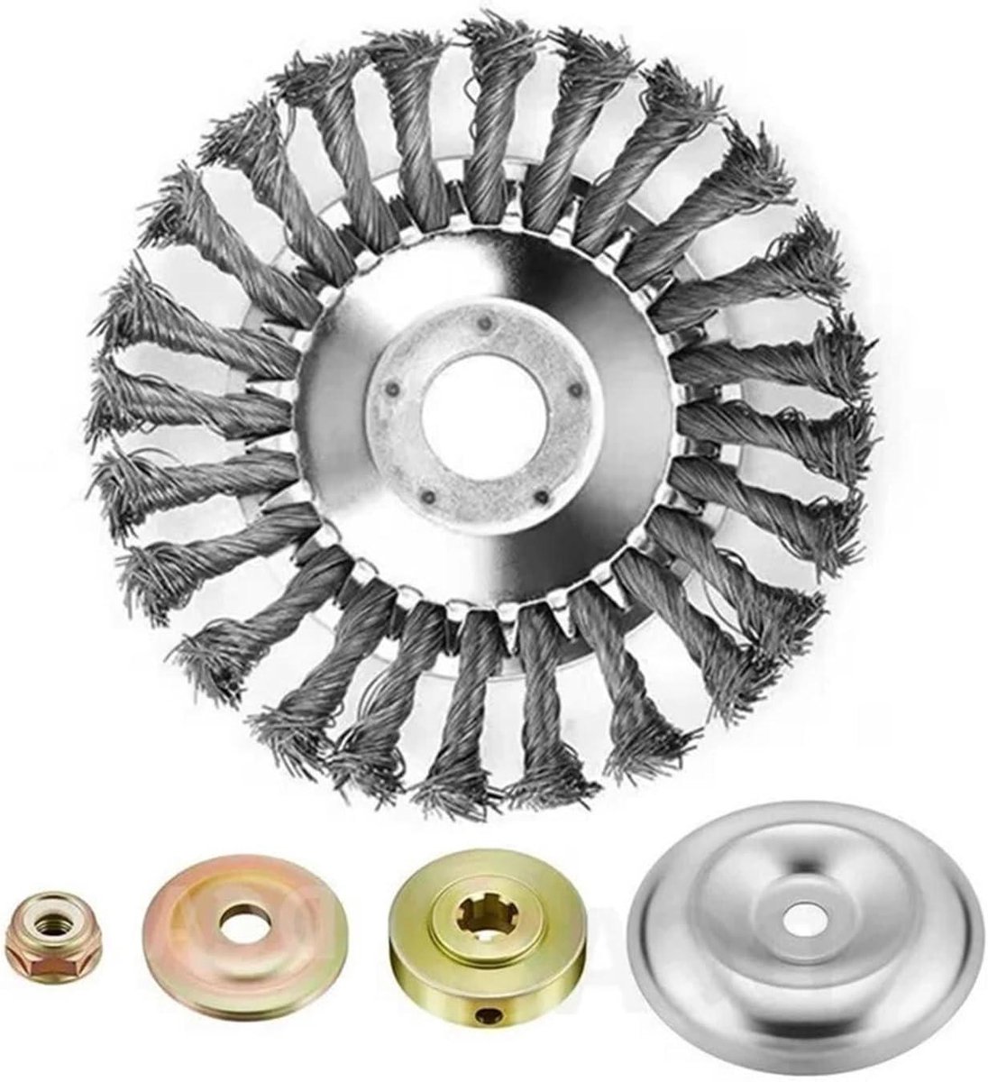Stalen Draadborstel - Trimmerkop - Onkruid Verwijderen - Universele Pasvorm - 15 cm Diameter - Zilver