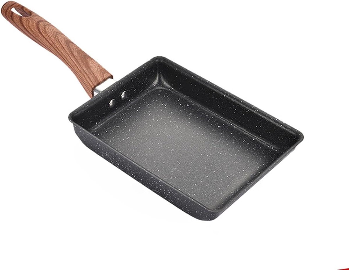 Japanse Omeletpan Eierpan Rechthoekig Ontbijt Maken Antiaanbaklaag 15x19cm Zwart