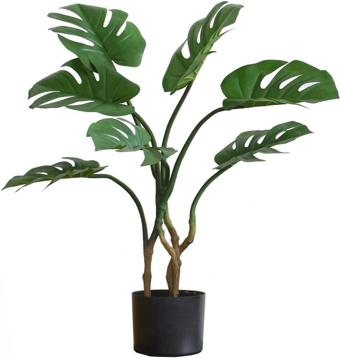 Kunstplant Monstera - Nepboom Potplant - Kantoor Decoratie - Onderhoudsvrij - 75 cm - Groe