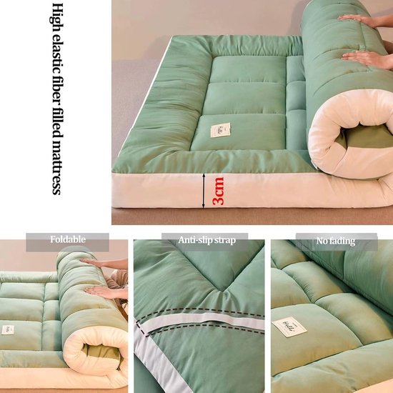 Oprolbare Matras - Japanse Futon - Comfortabel Slapen - Extra Dik Profiel - 10 cm Dik - Grijs — afbeelding 4