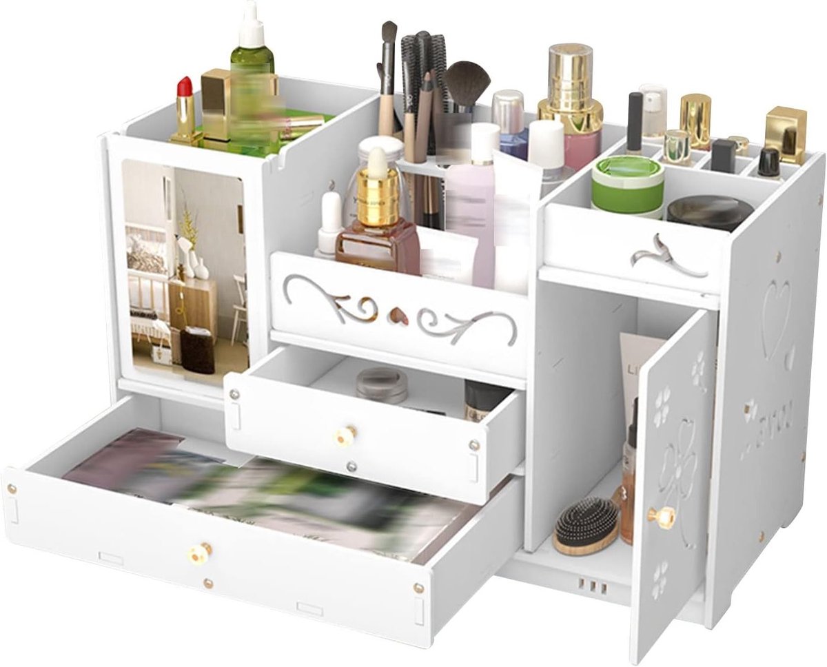 Cosmetische opbergdoos met laden - Wit Make-up Organizer