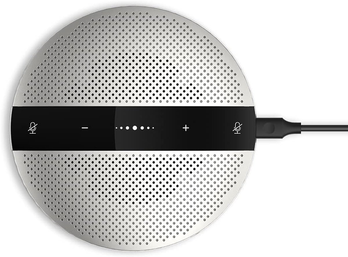 Draadloze conferentiespeaker met microfoon, plug-and-play, ruisonderdrukking en omnidirectionele opname voor optimale geluidskwaliteit tijdens online meetings
