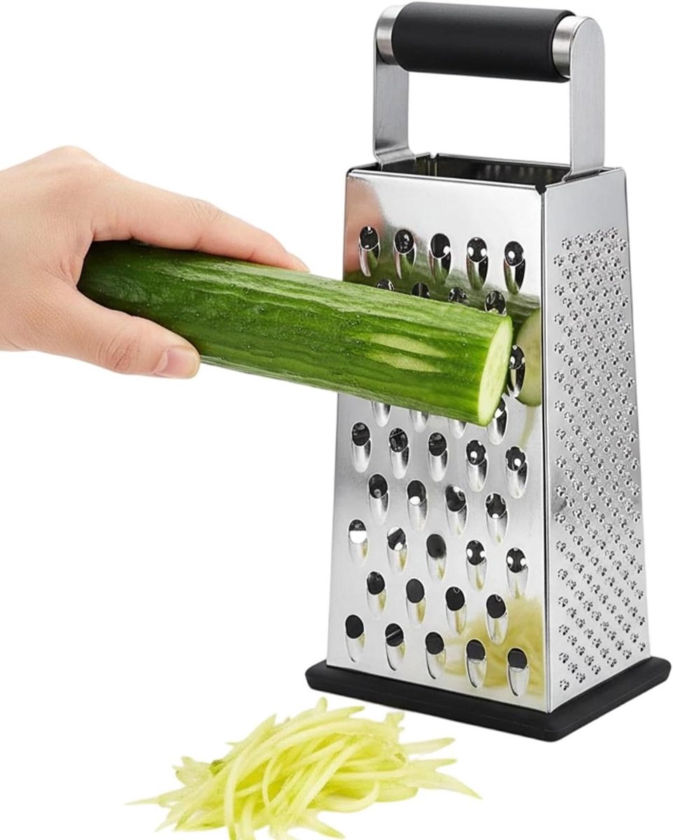 Vierzijdige Rasp - Keukengereedschap - Maaltijden Bereiden - Antislip Handvat - 24.5 cm - Zilver