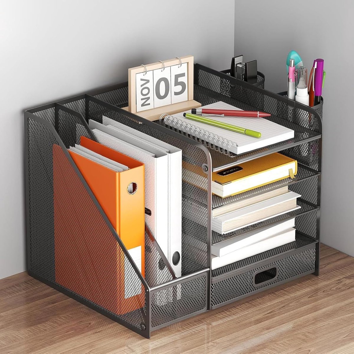 Bureau Organizer - Opbergbak - Bureau Opruimen - 5 Lades - 35x28x30.5cm - Zwart