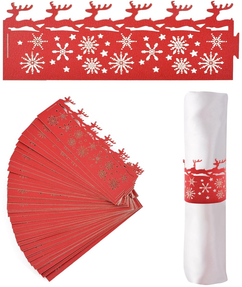 Dailygoods - 50 Stuks Kerst Servetringen met Herten Design