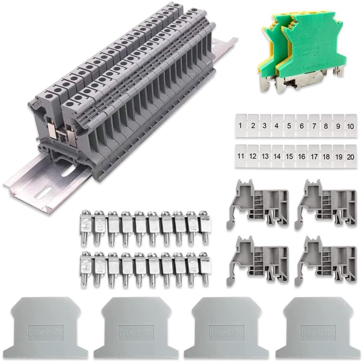 Dailygoods - Dailygoody - Row Clamps DIN Rail - UK-2.5 Passage Klemmen voor Automatiseringsprojecten