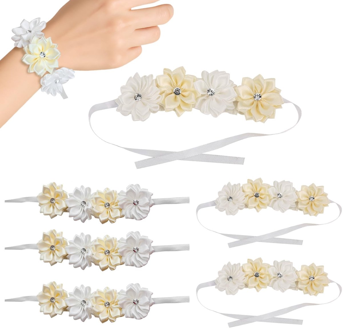 Dailygoods - Set van 6 Simulatie Polsbloemen voor Bruiloft en Feest