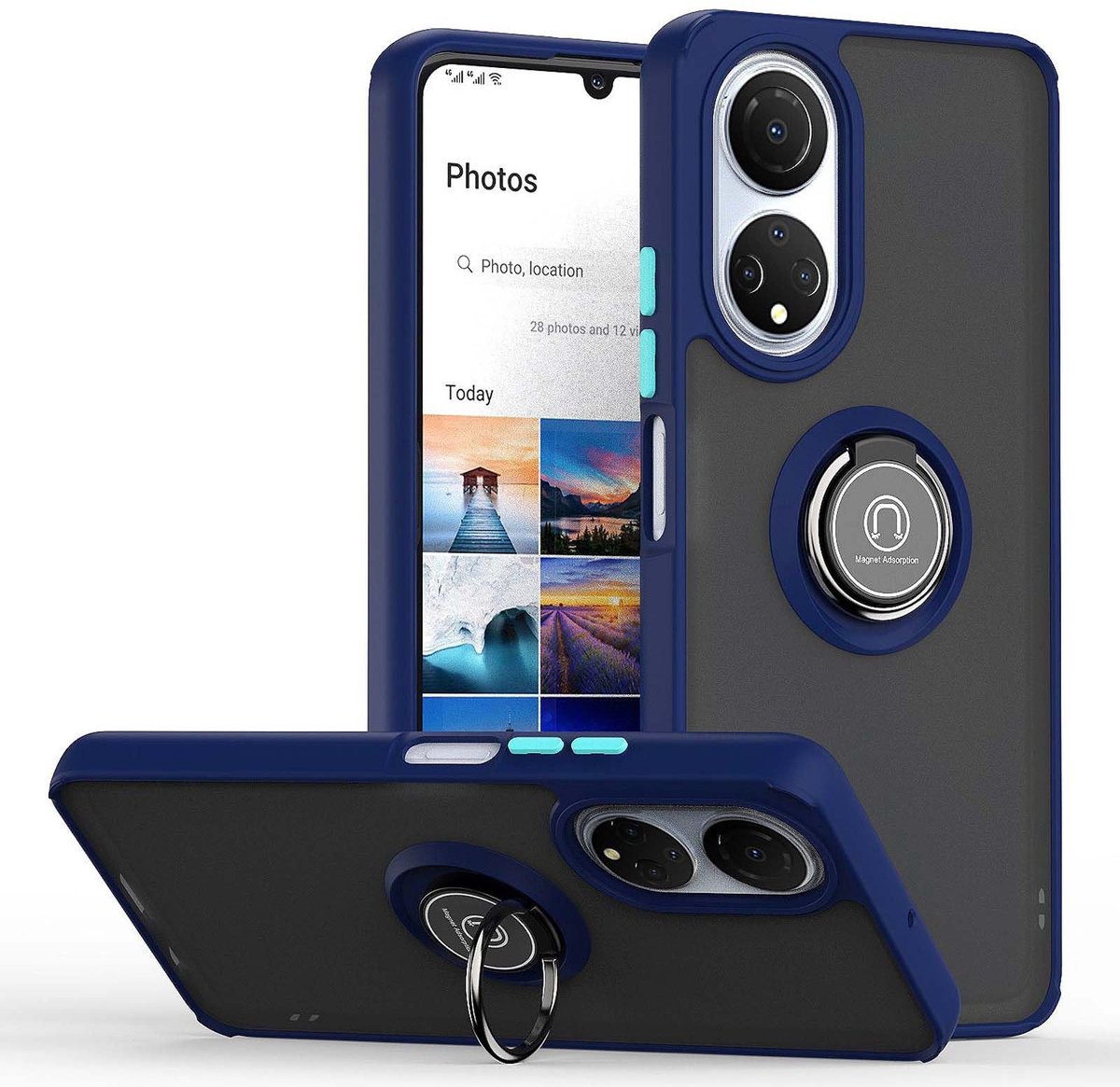 Dailygoods - Dubbellaagse Beschermhoes voor Huawei Honor X7b met Draaibare Ring