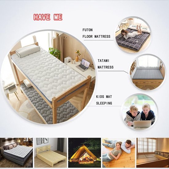 Opvouwbare Matras - Vloermatras Gasten - Comfortabel Slapen - 5-Laags Structuur - 100x200cm - Wit — afbeelding 2