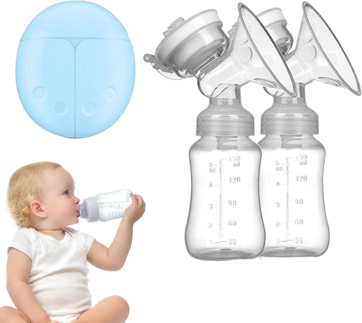 Elektrische Borstkolf Dubbele Borstkolf Melk Afkolven Handsfree Bediening 300 ml Wit