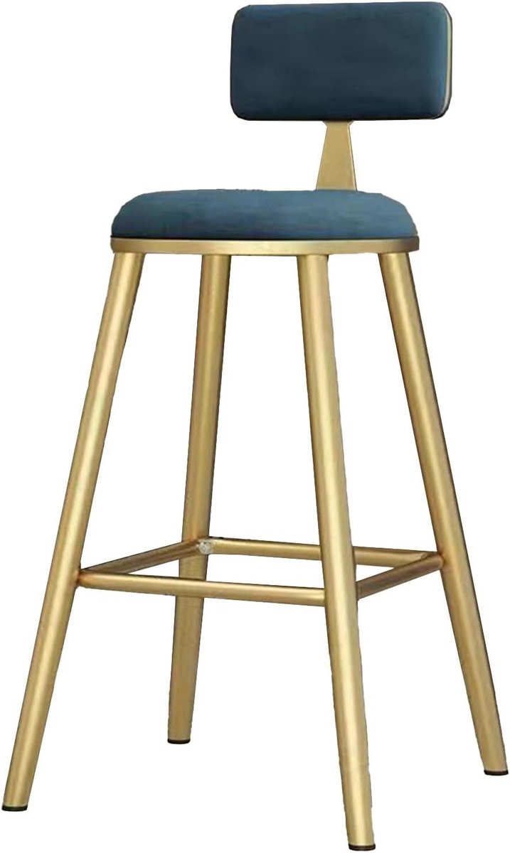 Barkruk Zwart - Kruk Barhoogte - Keuken Zitten - Met Rugleuning - 65 cm - Goud