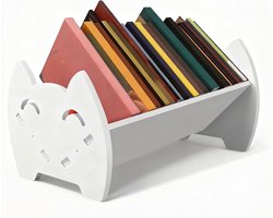 Witte Kinderboekenkast - Kleine Boekenkast voor Kinderboeken - Ideaal voor Slaapkamer, Woonkamer en Studie (32 x 21.5 x 19.5 cm) met Opbergruimte en Speelse Ontwerp