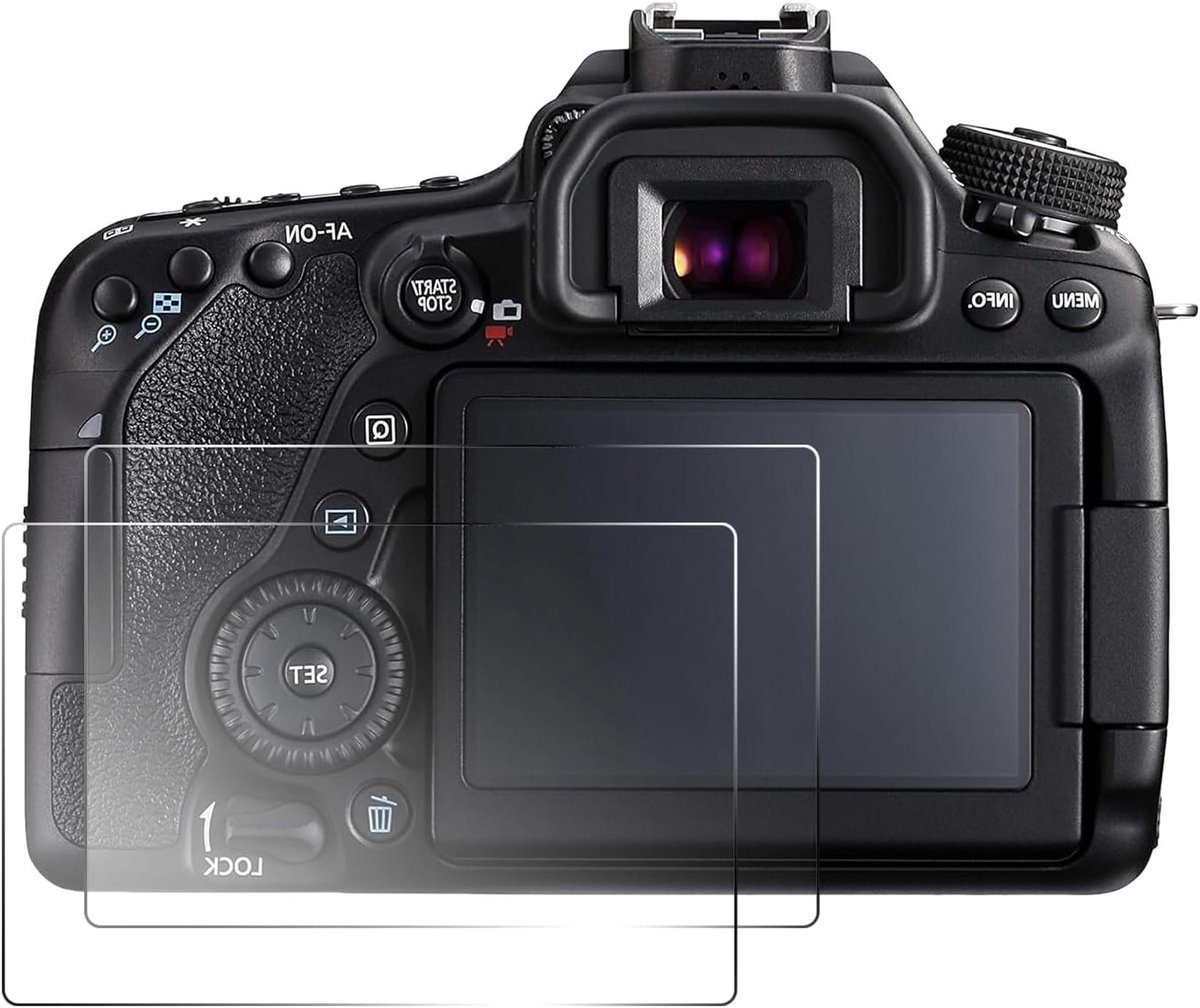 Schermbeschermer voor Canon EOS 70D en 80D camera's, 0,26 mm gehard glas, anti-kras en vingerafdrukbestendig, ideaal voor fotografie en reizen