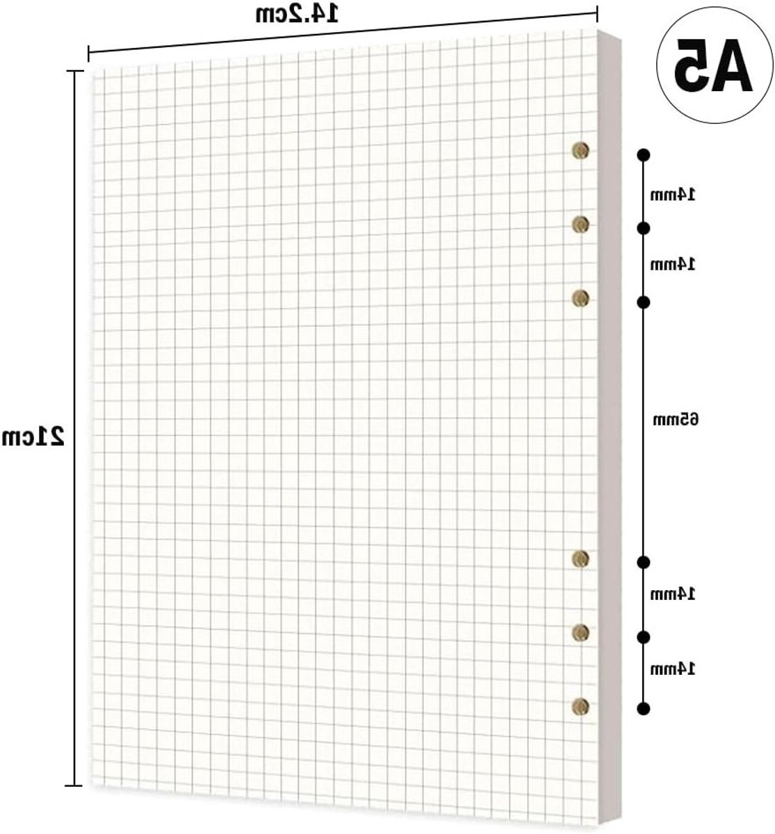 Set van 6 Navullingen A5 Formaat, 6 Gaten, Geruit Papier, 270 Vellen/540 Pagina's, Notitiepapier voor Ringbanden en Herbruikbare Notitieboeken — cadeau in Cadeau-ideeën - foto 7