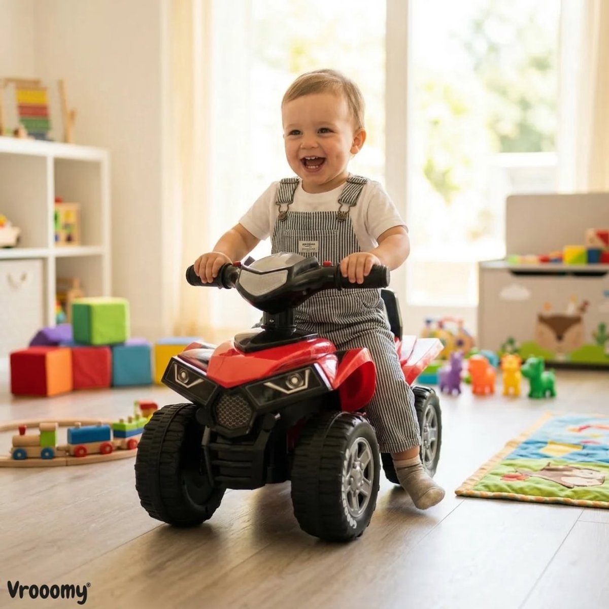 Goodyear Loopauto 1 tot 3 jaar – Officieel Gelicentieerde Quad Loopauto met Verlichting, Toeter & Opbergvak – Buitenspeelgoed Peuter met Blokstandaard & Cadeaubox – Rood – foto 2