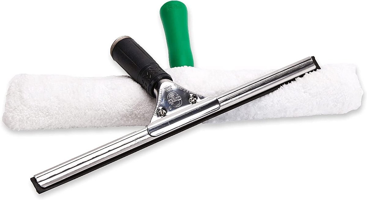 Gigicial PRO Raamreiniger 2-in-1 starterset: 35 cm raamwisser & raamtrekker, voordelige aantrekkelijke voorgemonteerde Pro-set voor streepvrije raam- en glasreiniging in huishouden en commercieel