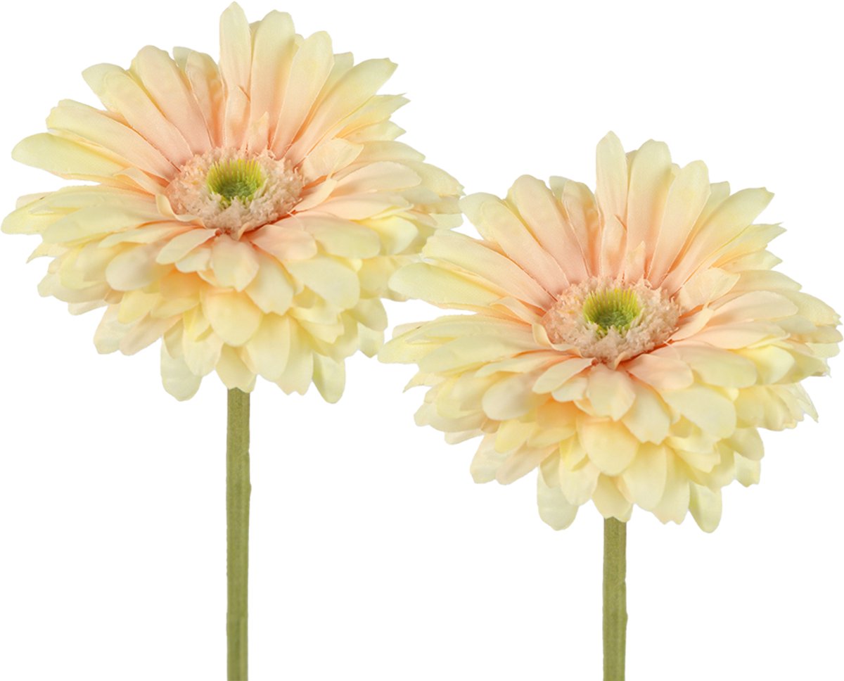 Viv! Home Luxuries Gerbera - 2 stuks - zijden bloem - perzik Oranje