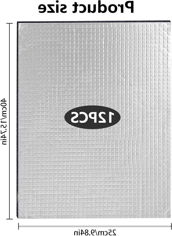 Set van 12 Geluidsisolatie Matten voor Auto 40 x 25 cm - Zelfklevende Brandwerende en Vochtbestendige Isolatie Matten voor Geluidsdemping en Warmtebescherming van Merkloos — afbeelding 5