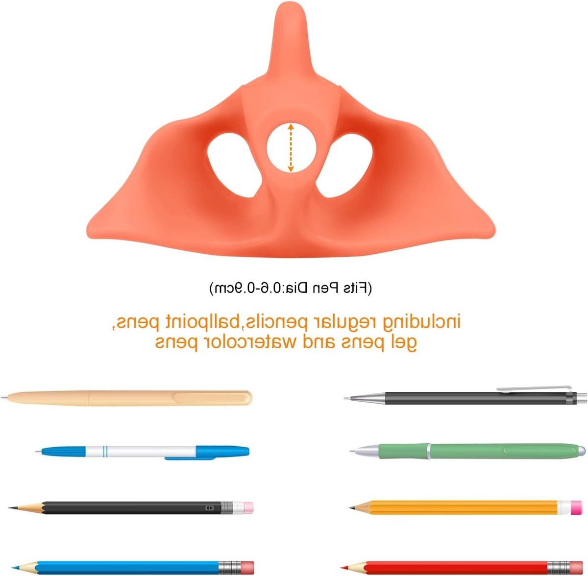 Ergonomische Potloodgrepen voor Kinderen, 3 Stuks Schrijfhulpmiddelen met 6 Cartoon Pen Caps, Geschikt voor Links- en Rechtshandigen (Roze)