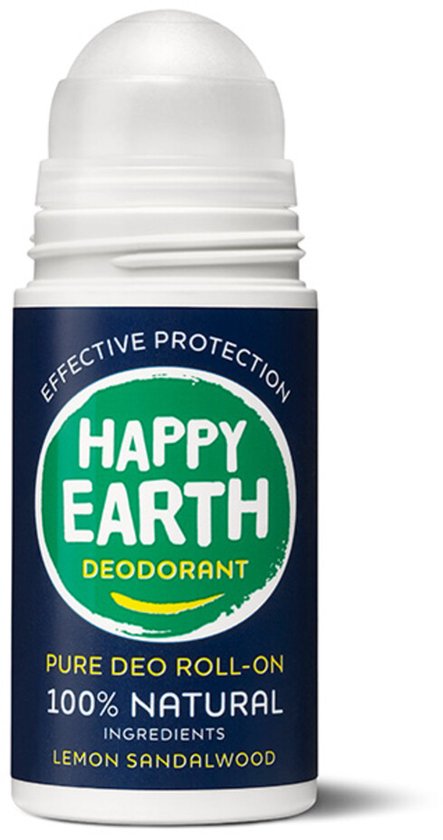 Happy Earth Deodorant Roller Lemon Sandelwood - 100% Natuurlijk - 24 uur Bescherming - 75mL