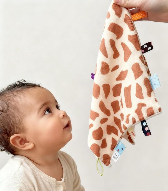 Baby Deken - Zachte deken - Knuffelen en Spelen - Huidvriendelijk Materiaal - 24 x 24 cm - Giraf en Dino — afbeelding 2
