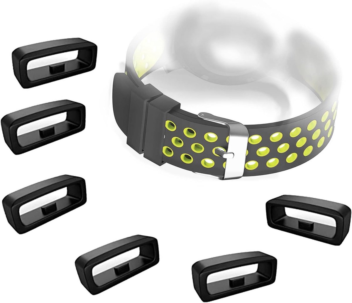 Set van 6 Vervangende Zwarte Siliconen Horlogeband Lussen, Geschikt voor 22mm Horloges, Duurzaam en Comfortabel