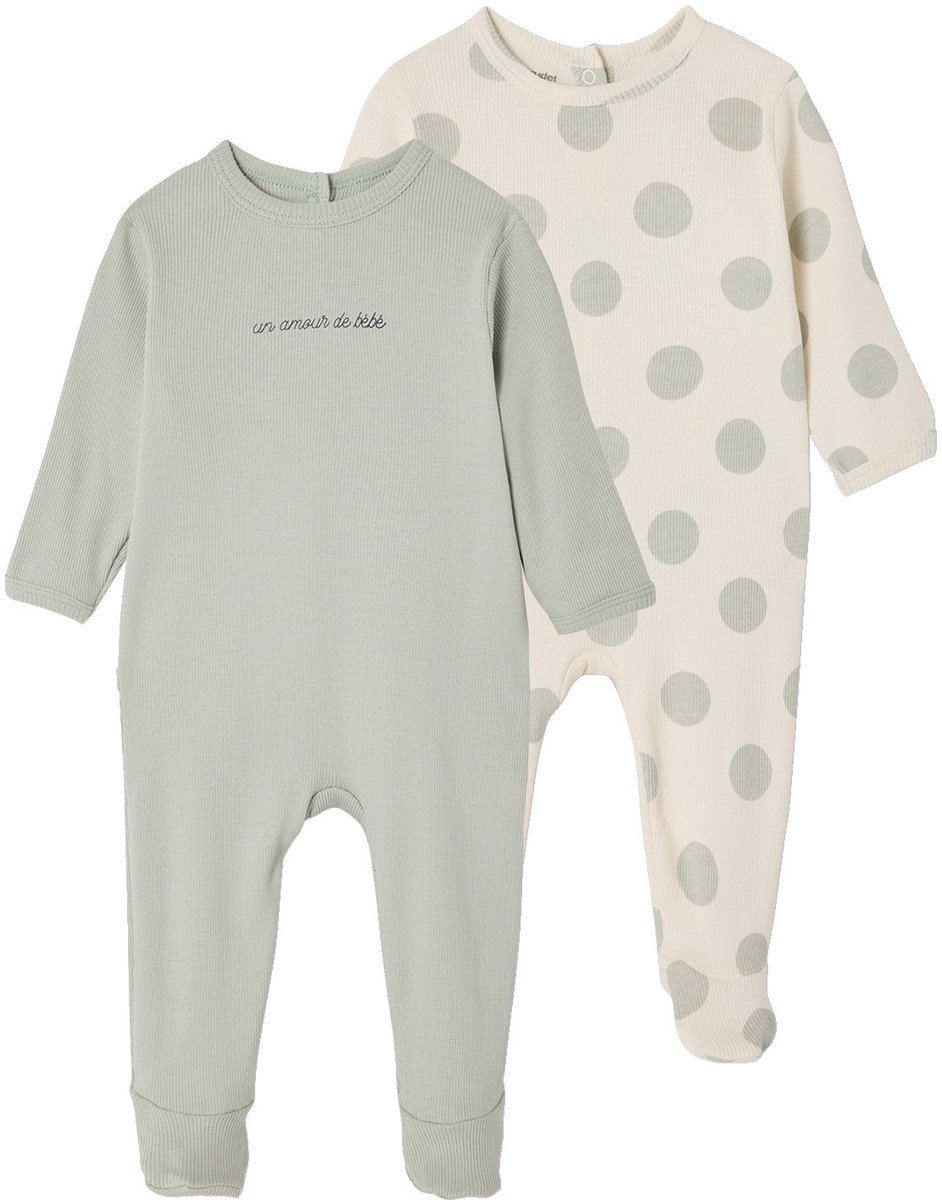 Vertbaudet Set van 2 pyjama's baby met opening aan de achterkant
