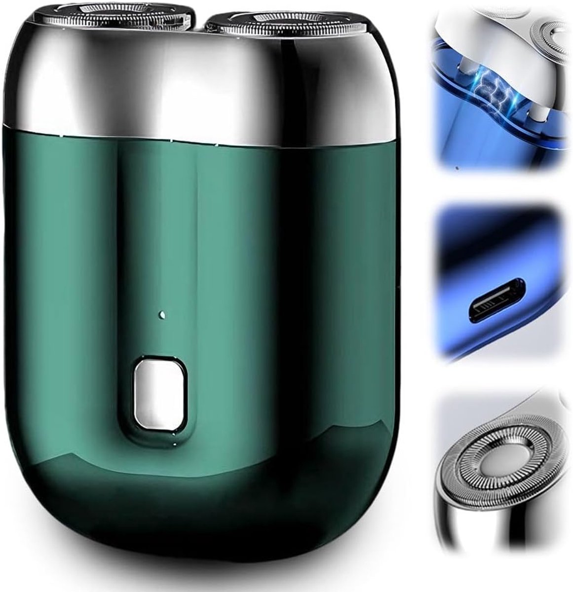Nieuwe Mini Elektrisch Scheerapparaat Met Dubbel Hoofd – Oplaadbaar USB – Waterdicht & Wasbaar – Draagbaar – Groen