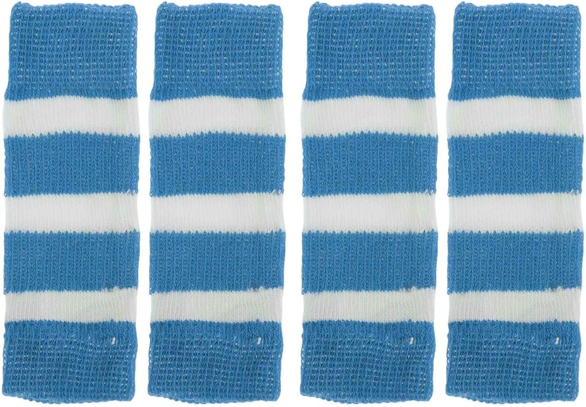 Set van 4 Hondenpoot Warmers - Zachte Gebreide Sokken voor Honden, Bescherming tegen Koude, Geschikt voor Kleine Honden en Kittens, Blauw en Wit