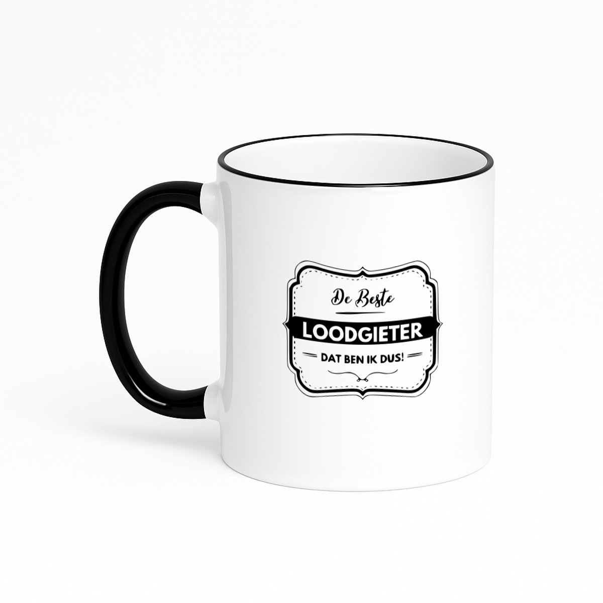 Hacebo® - De beste loodgieter dat ben ik dus koffiebeker met gekleurde rand zwart - Loodgieter - Vrienden familie - thee mok - koffie beker - Collega - Cadeau - koffiemok - 330 ML