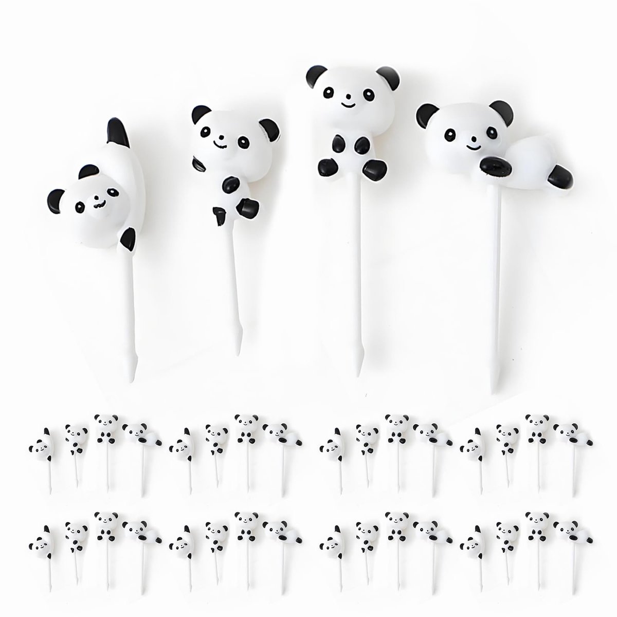 Dailygoods- Fruitvork 32 Stuks - Herbruikbare Tandenstokers - Dierendecoratie - Panda Vorken - Voedselveilig Plastic - Milieuvriendelijk Ontwerp - Prikkers