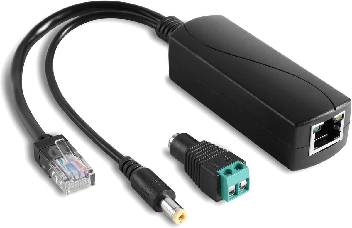 PoE Splitter - Netwerk Adapter - Apparaten Voeden - 2.5Gbps Snelheid - 12V 2A - Zwart