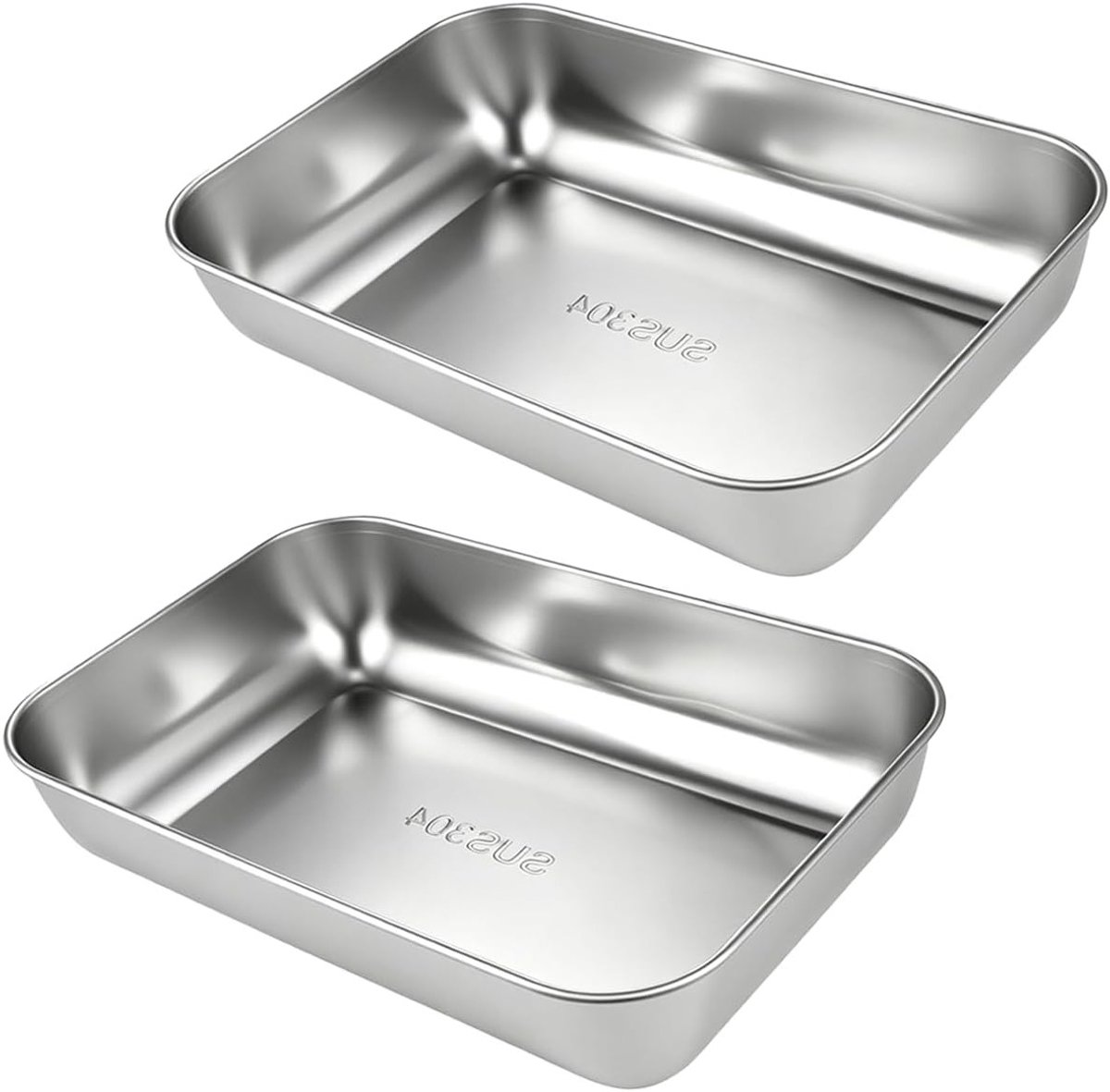 Set van 2 RVS Broodvormen - Rechthoekige Broodbakvorm 22×14.5×5 cm, Antikleef, Vaatwasserbestendig, Perfect voor Brood, Taarten en Toast