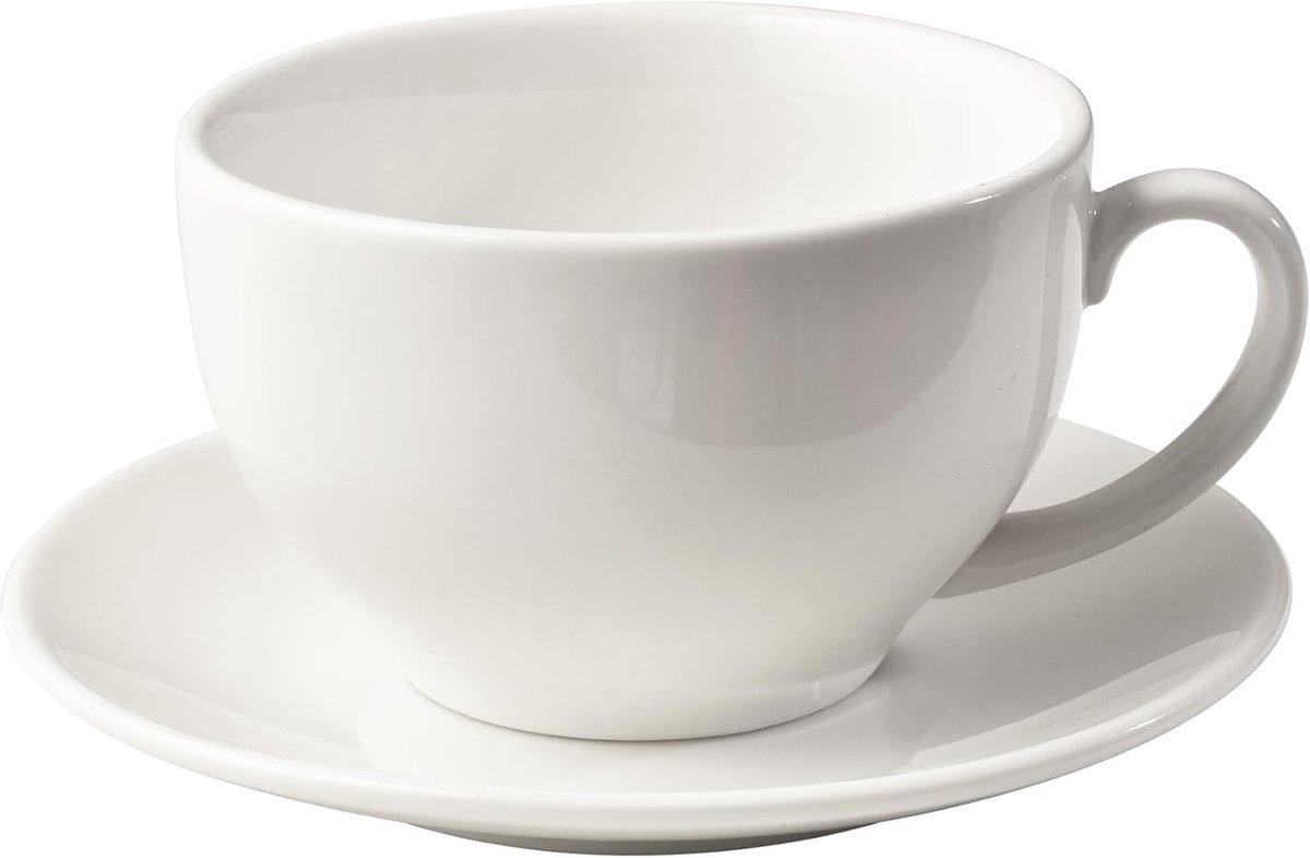 Porseleinen Koffiekop en Schotel - Elegant Wit - 220ml